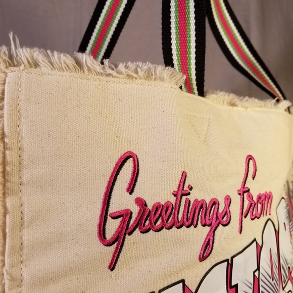 SOLD! NWOT Victoria's Secret Canvas Frayed Edge Tote - Picture 5 of 10